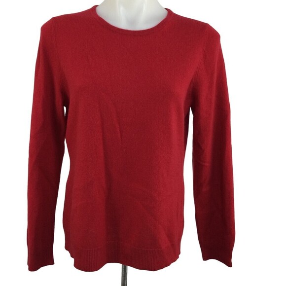 Charter Club Cashmere Luxury Women Crew Neck Pullover Sweater Red Sz L Petite - Picture 1 of 13